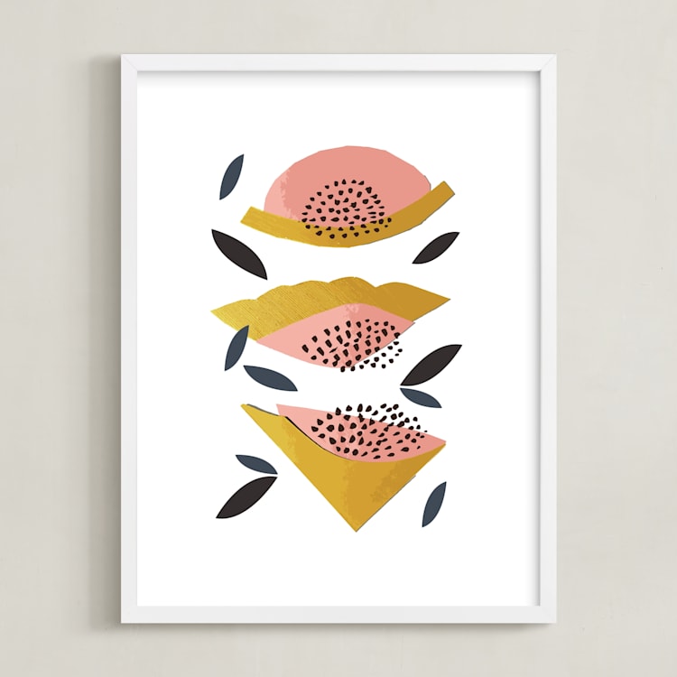 "Honey Melon" - Art Print in Sunshine by Jenna Skead - Framed