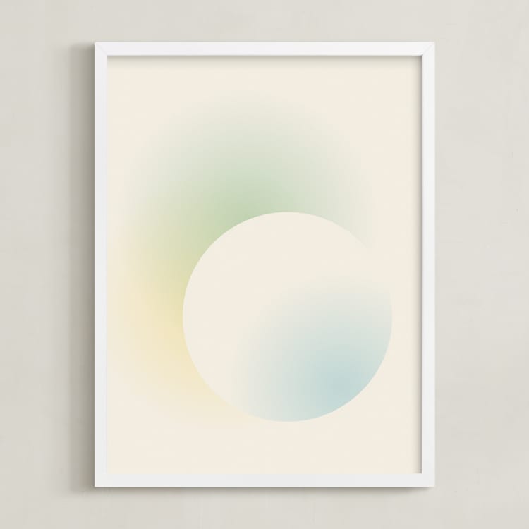 "Light of the Moon" - Art Print in Light Blue by Sarah Lund - Framed