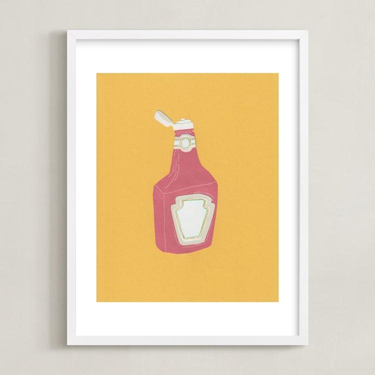 "Ketchup" - Art Print in Mustard Yellow by Elliot Stokes - Framed
