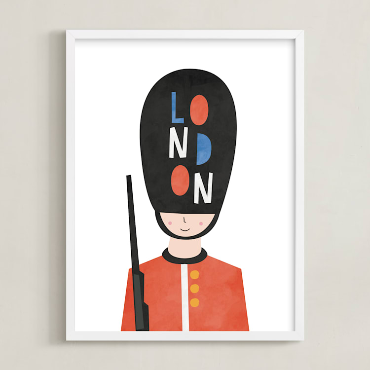 "Royal Guard" - Art Print in Royal Red by Nazia Hyder - Framed
