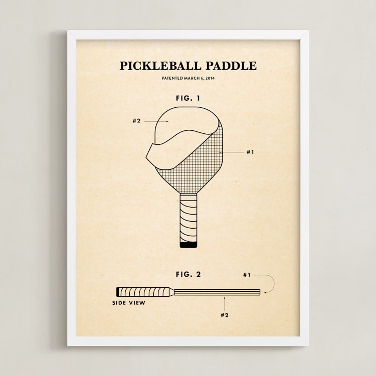 "Pickleball Posters 2" - Art Print in Backhand Black by Jayne Alfieri - Framed