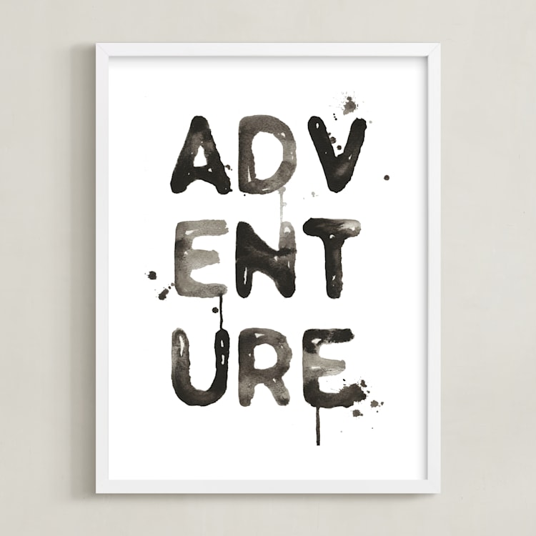 "Adventure" - Art Print in Black by Kelsey McNatt - Framed