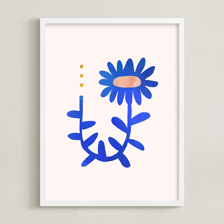 "A Flower For You, A Flower For Me II" - Art Print in Rain by Kayla King - Framed