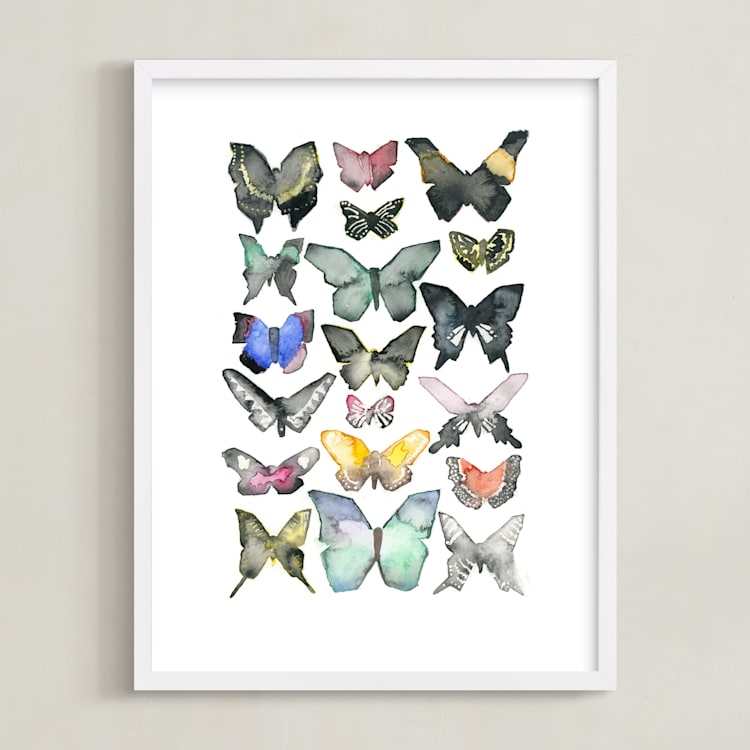 "Watercolor Butterfly Collection" - Art Print in Lush Meadow by Heidi Lowell - Framed