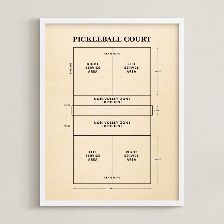 "Pickleball Posters 1" - Art Print in Backhand Black by Jayne Alfieri - Framed