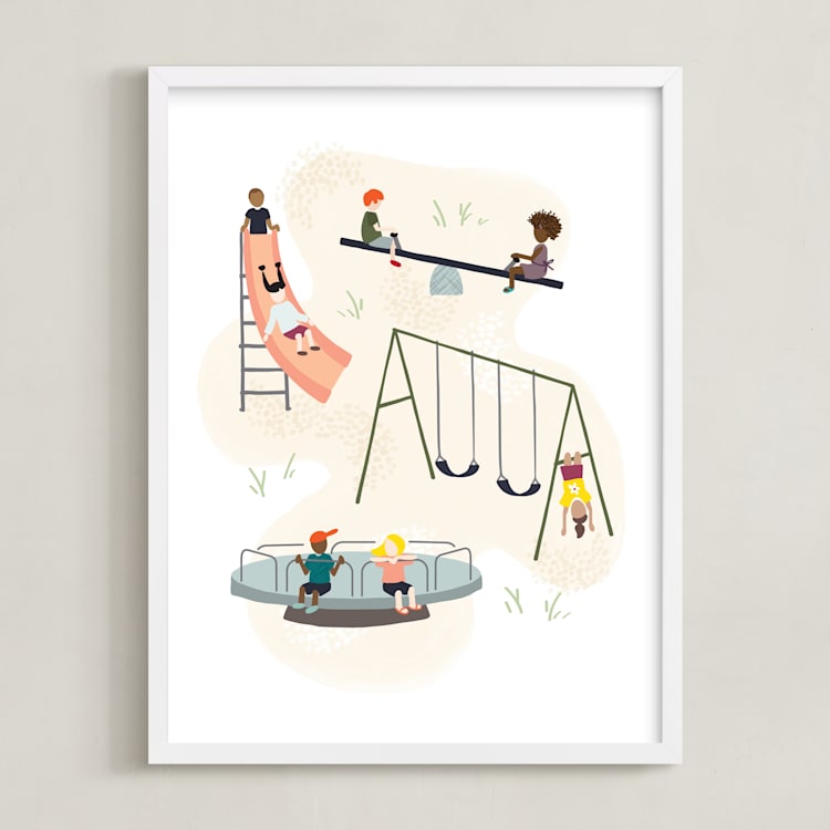 "together" - Art Print in Playground Blue by JeAnna Casper - Framed
