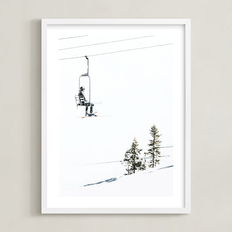 "skier" - Art Print in freestyle blue by Alicia Abla - Framed