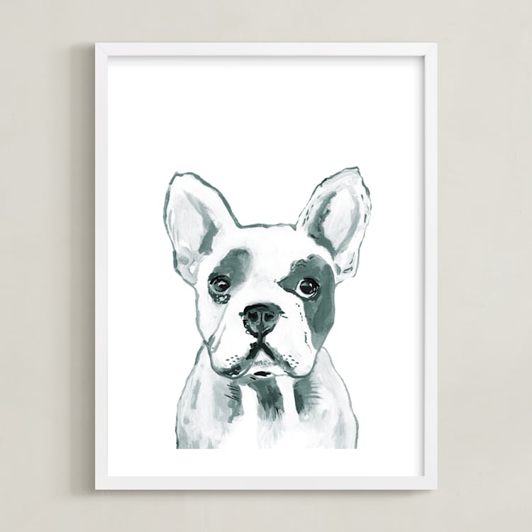 "Hey Mr. Dog" - Art Print in Nickel by Makewells - Framed