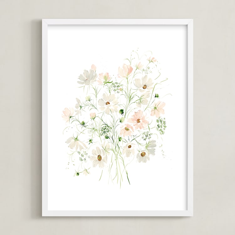 "Cosmos" - Art Print in Blush by Leah Bisch - Framed