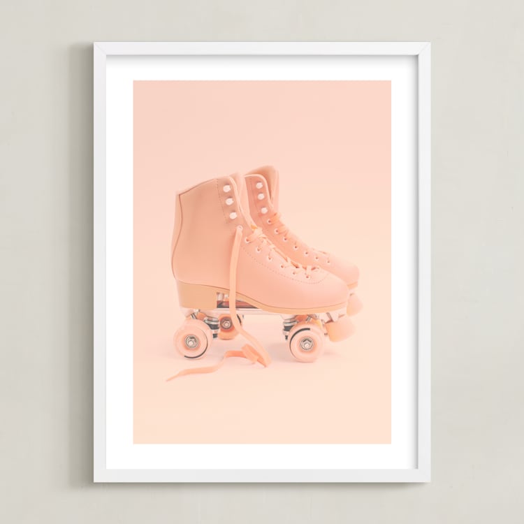 "peace love & rollerskates" - Art Print in Pirouette Pink by Alicia Abla - Framed
