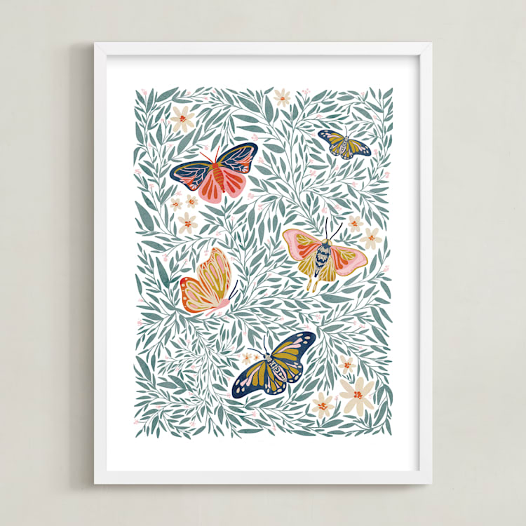 "Secret Garden" - Art Print in Leaf by Britt Mills - Framed