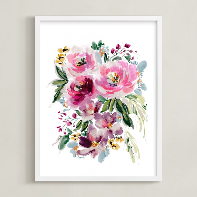 "Ella Bloom" - Art Print in Peonies by Britt Mills - Framed