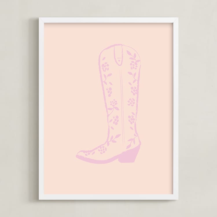 "Cowgirl I" - Art Print in Rose Petal Pink by Gwen - Framed