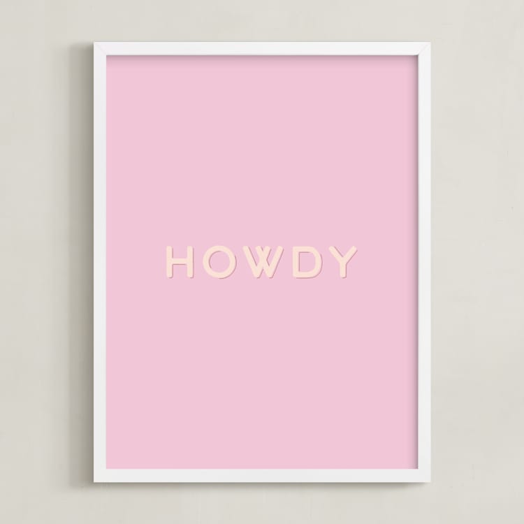 "Cowgirl II" - Art Print in Rose Petal Pink by Gwen - Framed