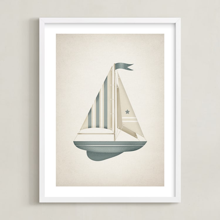"Sailboat" - Art Print in Sky by Paola Benenati - Framed