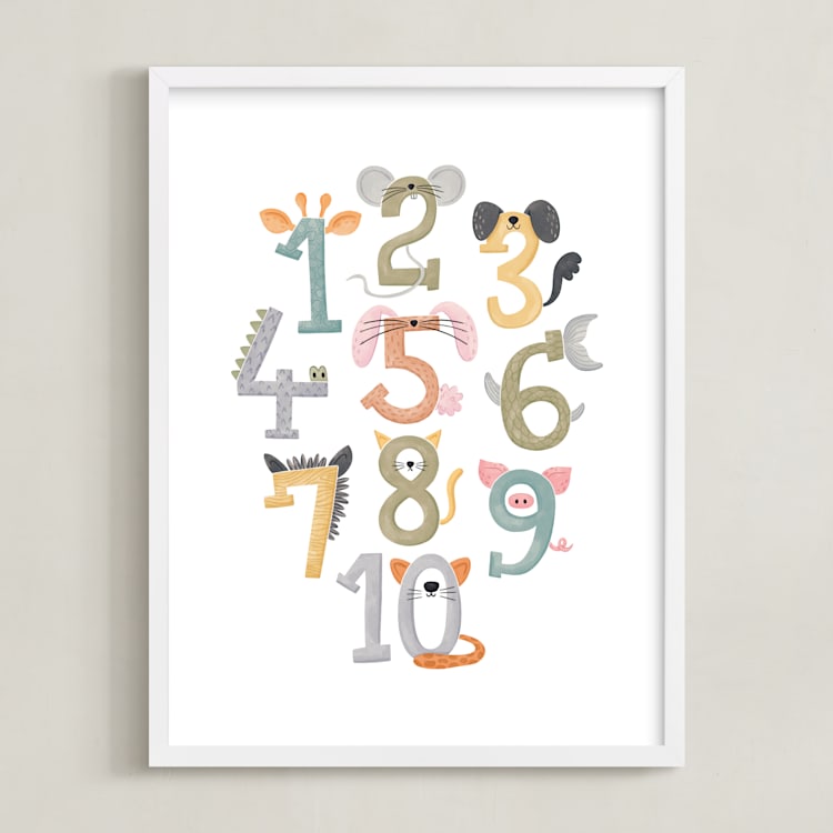 "Numbers in Disguise" - Art Print in Pastels by Serineh Eliasian - Framed