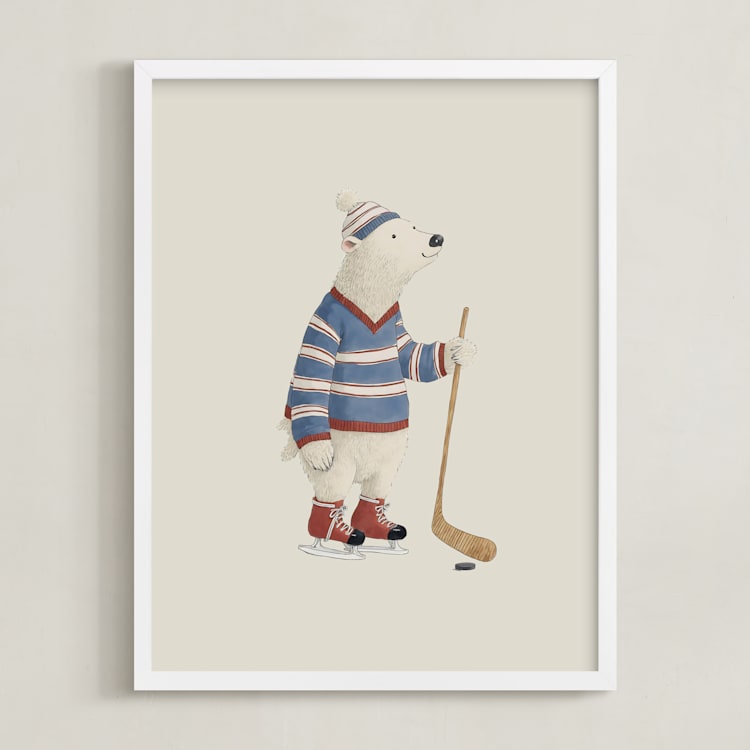 "Animal All-Stars 3" - Art Print in Dusty Beige by Malunio - Framed