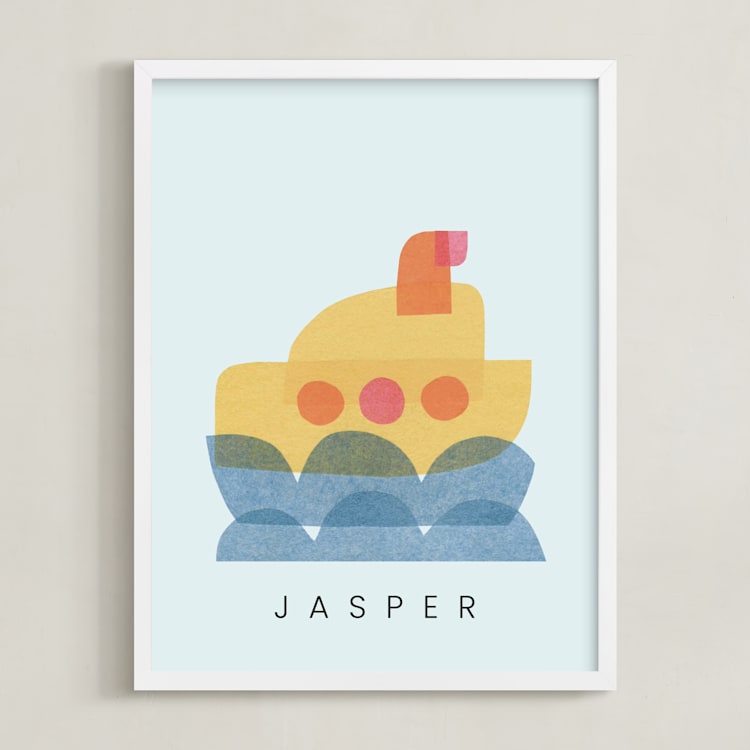 "paper submarine" - Personalized Art Print in Ice by Carrie Moradi - Framed