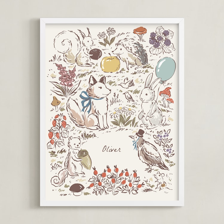 "The Forest Story" - Personalized Art Print in Ivory by Hanna Symonovych - Framed