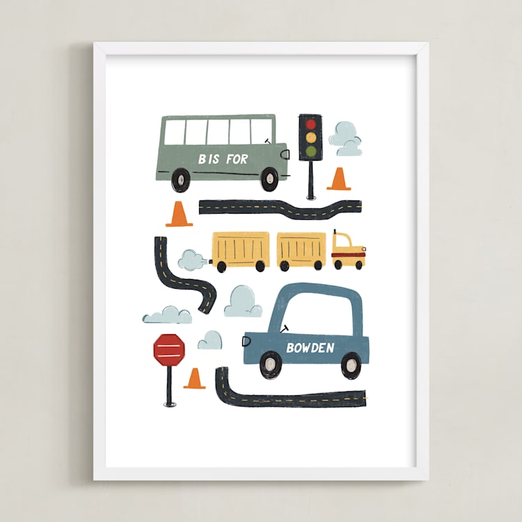 "Traffic" - Personalized Art Print in Asphalt by JeAnna Casper - Framed