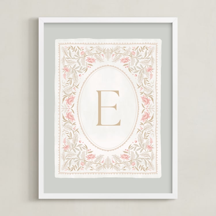 "Modern Monogram" - Personalized Art Print in Sage by Kristen Smith - Framed