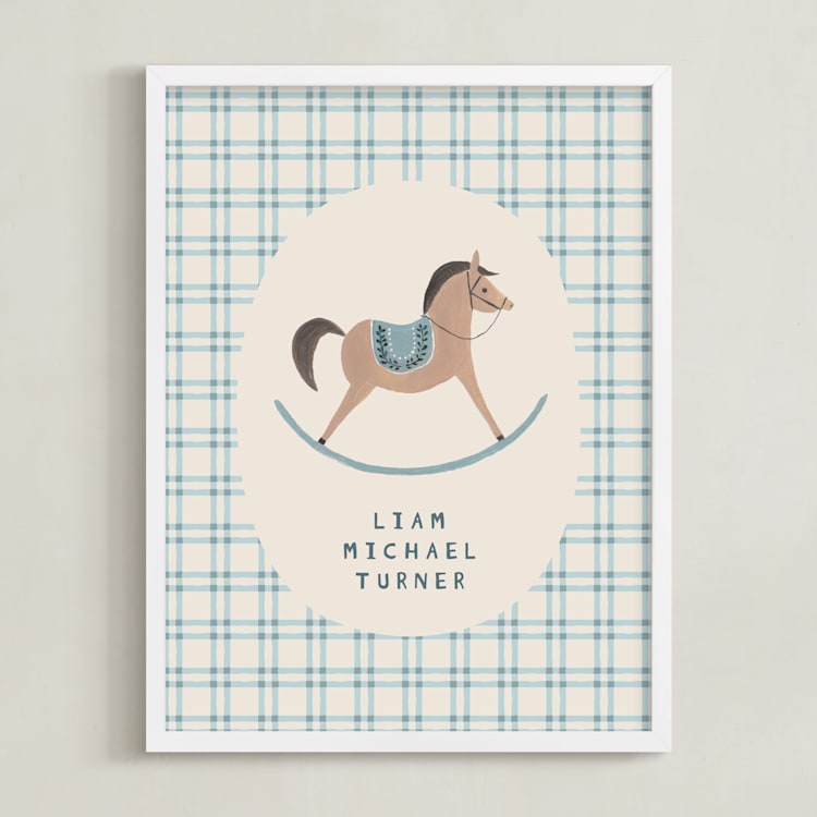 "Country Collection 1" - Personalized Art Print in Blue by Karidy Walker - Framed