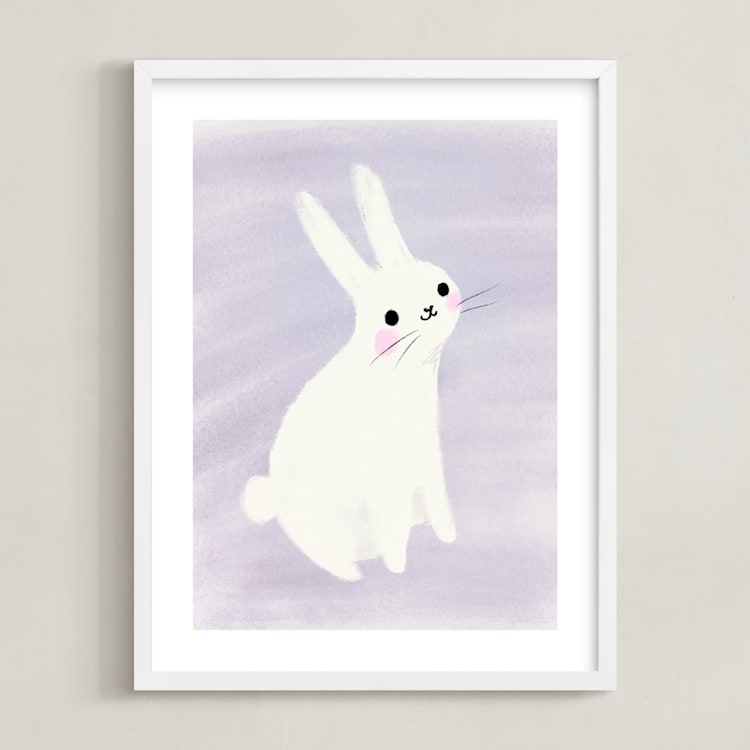 "Happy Bunny" - Art Print in Purple by Lori Wemple - Framed