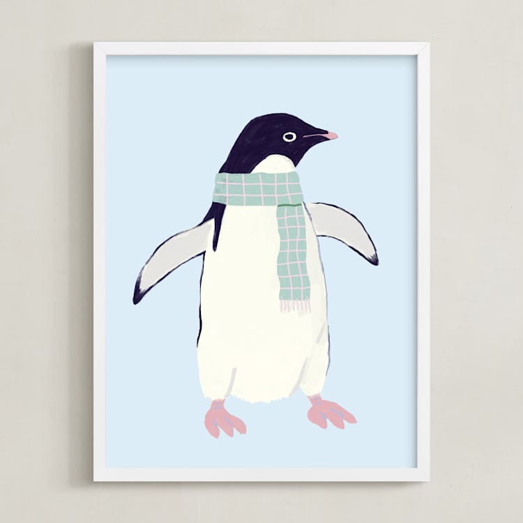 "Adélie Penguin " - Art Print in Antarctica by Cass Loh - Framed