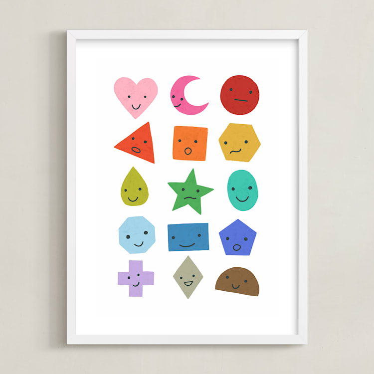 "Rainbow Shapes" - Art Print in Rainbow by Kelly Watkins - Framed