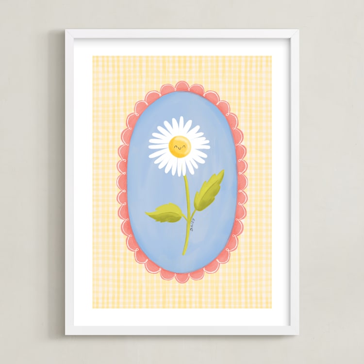 "My Little Daisy" - Art Print in Buttercup by Kate Vories - Framed