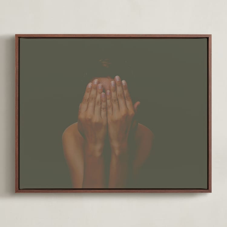 "I don't like my picture taken" - Art Print in Umber by Maja Cunningham - Framed Canvas