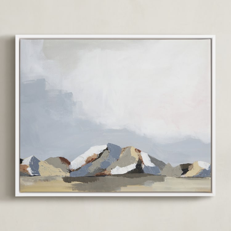 "Sundown in the Chisos" - Art Print in Ice Blue by Kati Ramer - Framed Canvas