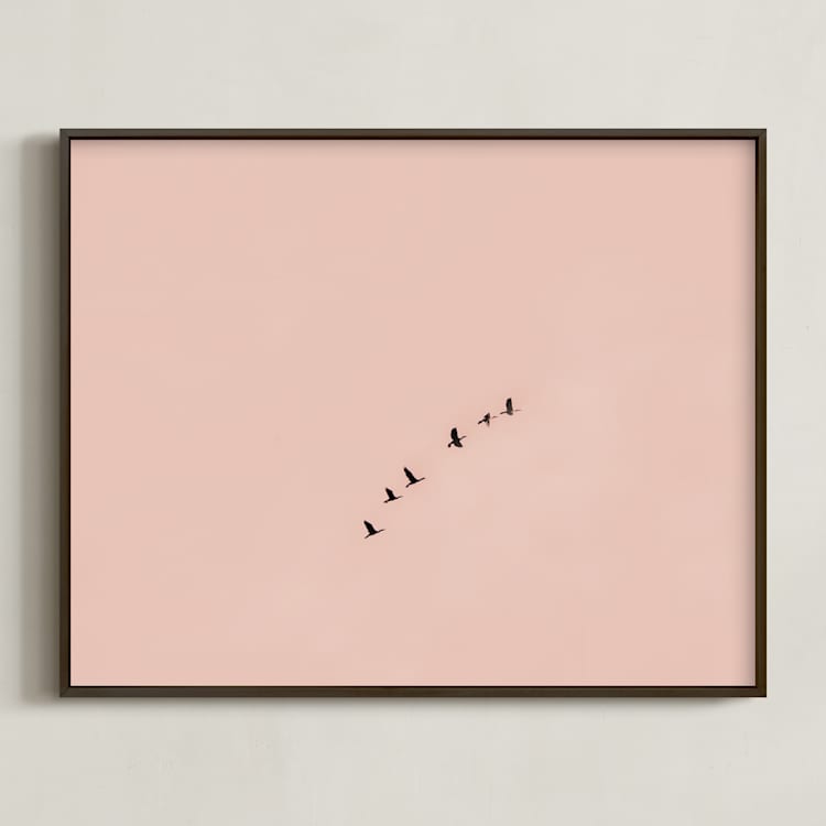 "Birds in Flight" - Art Print in Blush by Kaitie Bryant - Framed
