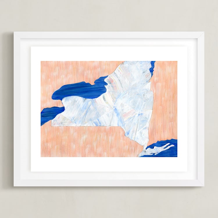 "New York in Paint" - Art Print in New York Blue by Denise Wong - Framed