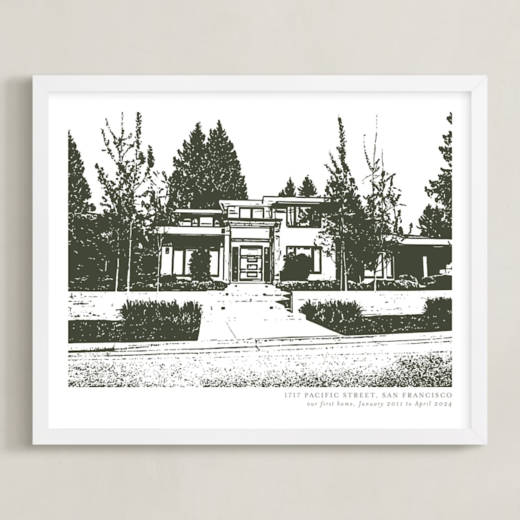 "House: Custom Print with Text" - Custom Print in Olive Shadow by Minted - Framed