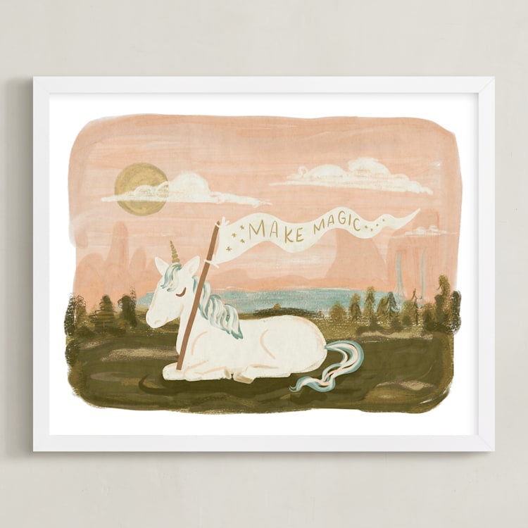 "Make Much Magic" - Art Print in Peach by Angel Walker - Framed