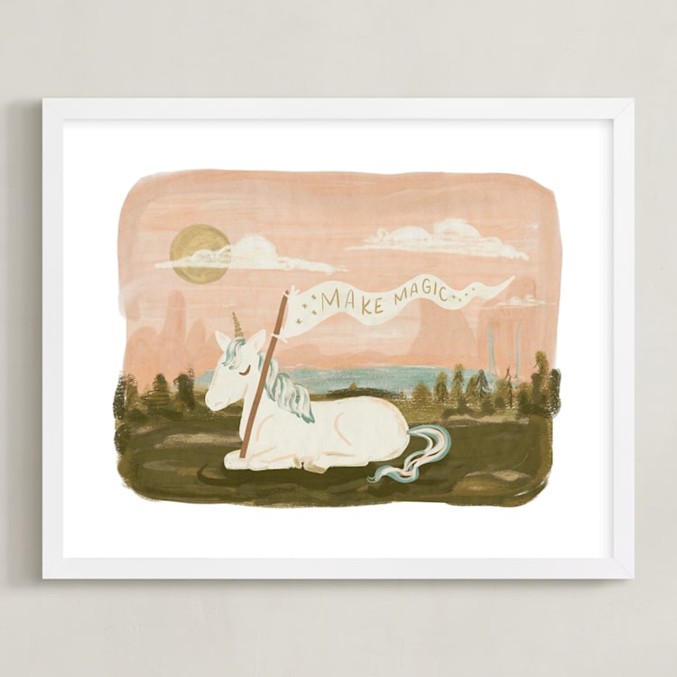 "Make Much Magic" - Art Print in Peach by Angel Walker - Framed
