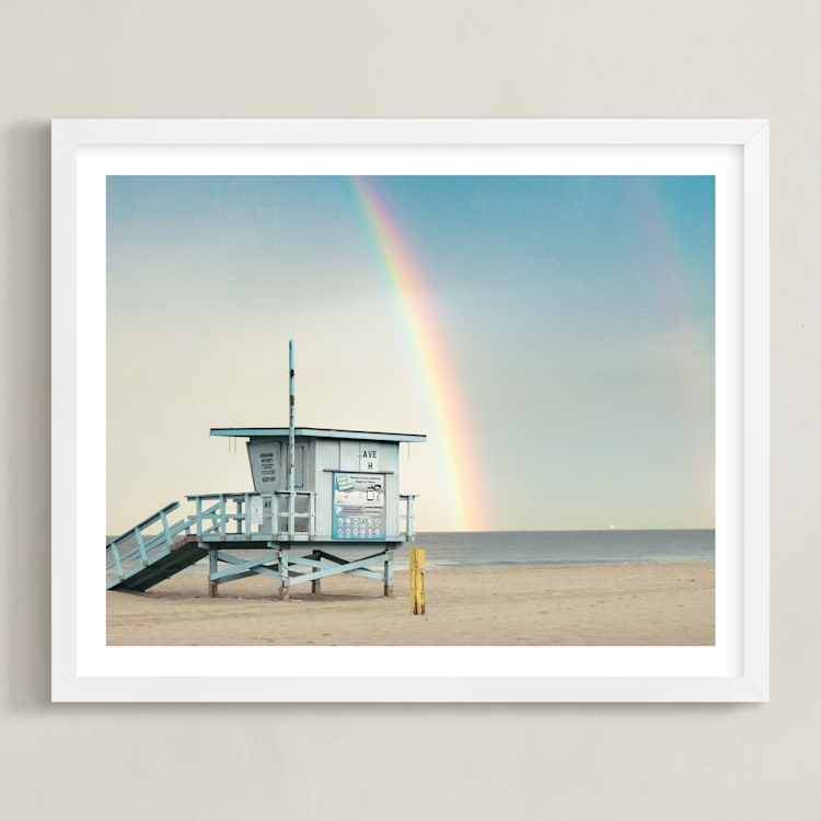 "Rainbow Days" - Art Print in Sky Blue by Shannon Howard - Framed