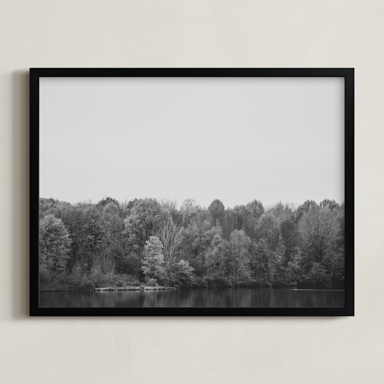 "lake side" - Art Print in Black and white by Robin Ott - Framed