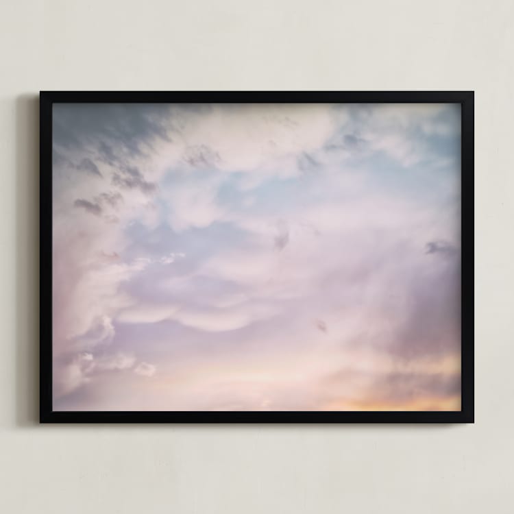 "Dark Clouds at Sunset" - Art Print in Sunset pink by Carol Schiraldi - Framed