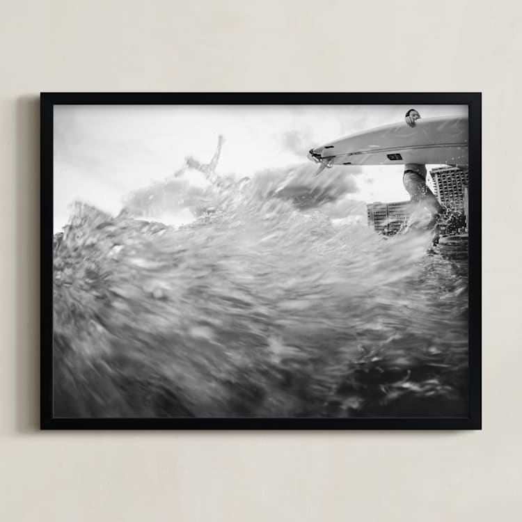 "Tides of Motion" - Art Print in Ocean Noir by Tania Medeiros - Framed
