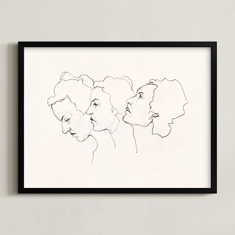 "Three Faces" - Art Print in Eggshell White by Kirsta Benedetti - Framed