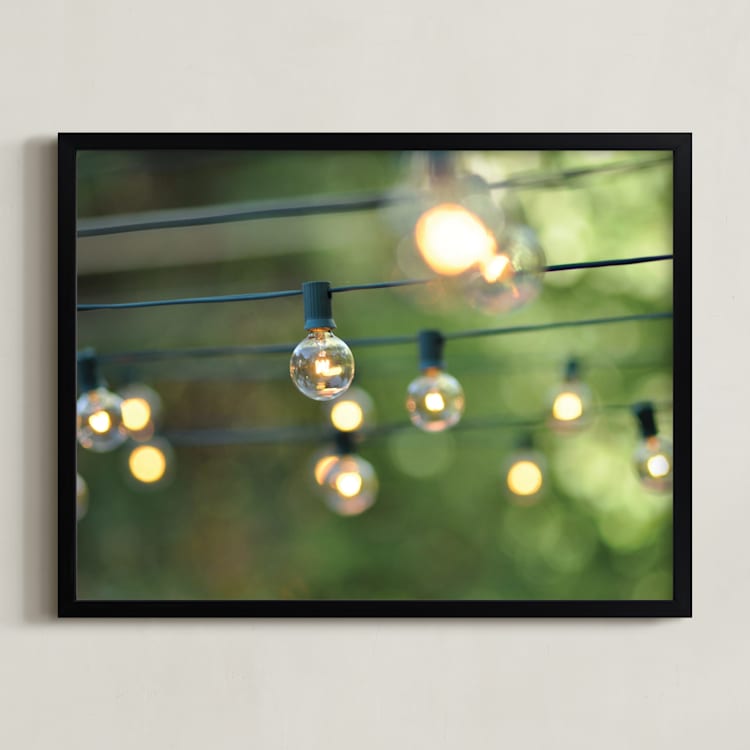 "String of Lights" - Art Print in Leaf Green by L. Daniel - Framed