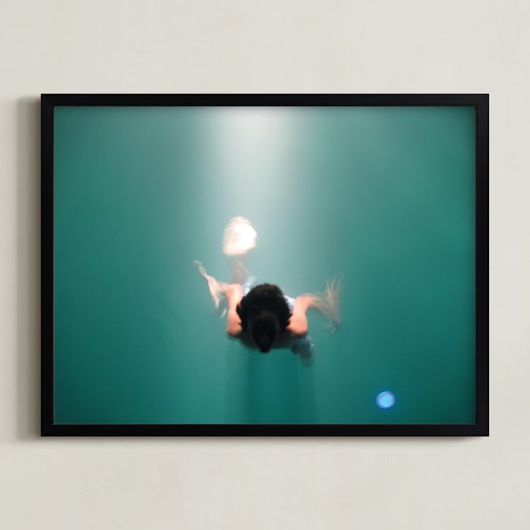 "Pool Illumination" - Art Print in Sea green by Georgia Tankard - Framed