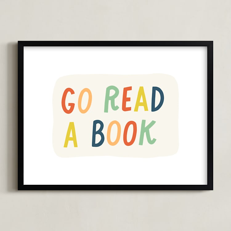"Go Read a Book" - Art Print in Terra Cotta by Rachel K. Swanson - Framed