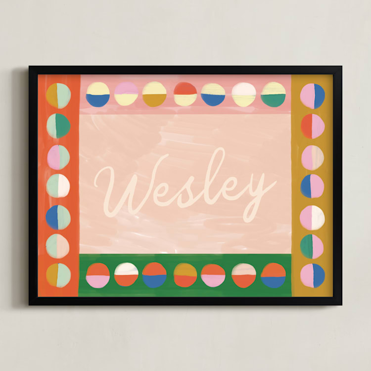 "Wesley" - Personalized Art Print in Blush by Sierra Lee - Framed