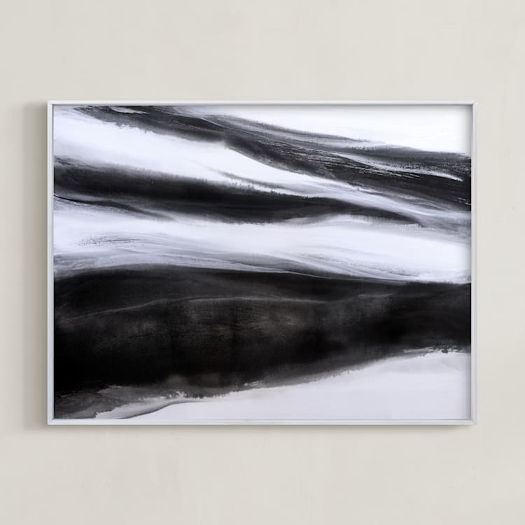 "Black Tie Silver" - Art Print in Silver Black by Teodora Guererra - Framed