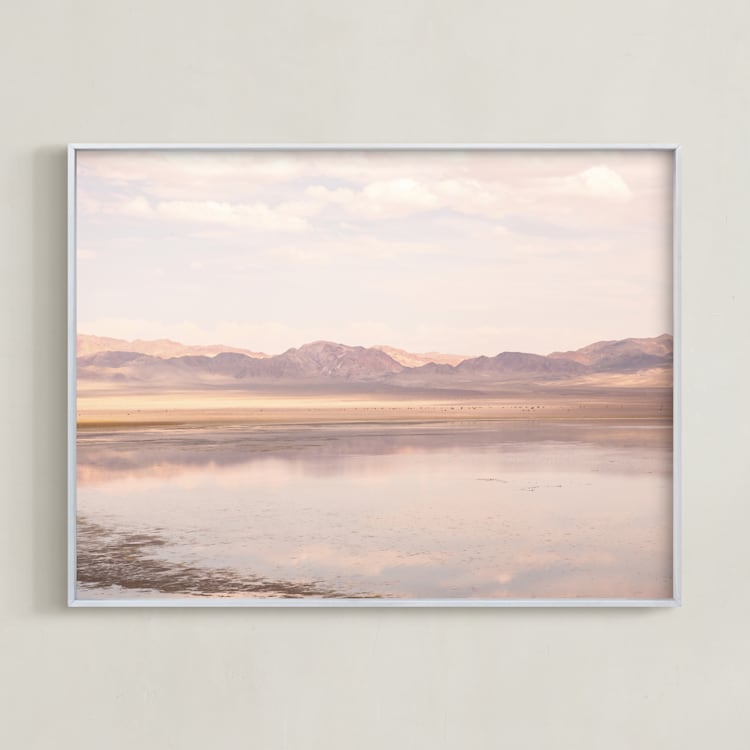 "desert lake" - Art Print in pastel by jessi gilbert - Framed