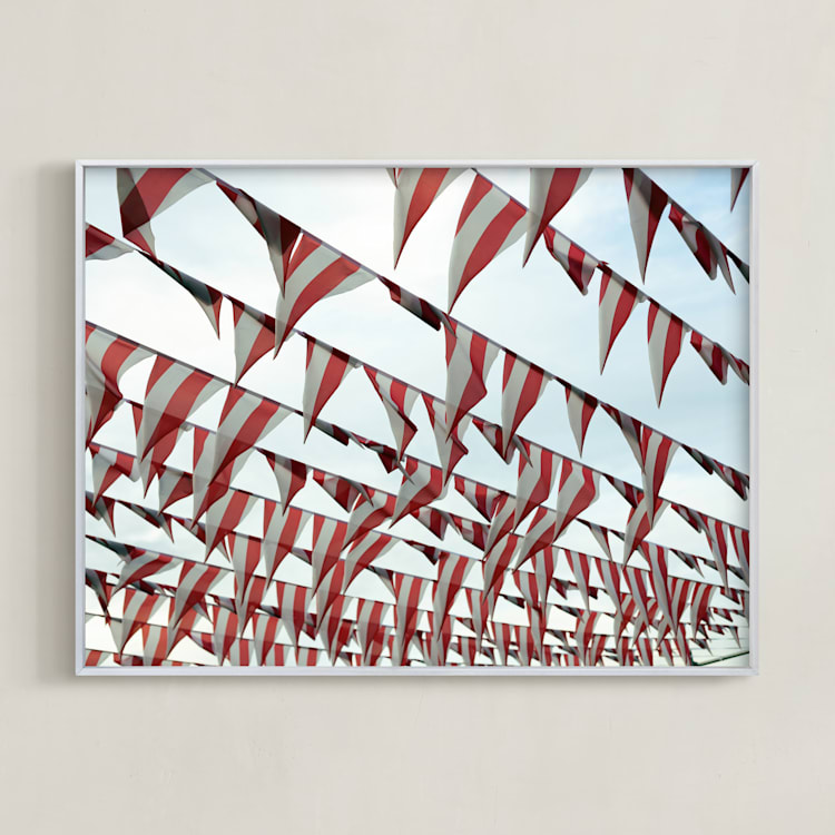"Buntings" - Art Print in Carnival Red by KareneIsabelle - Framed