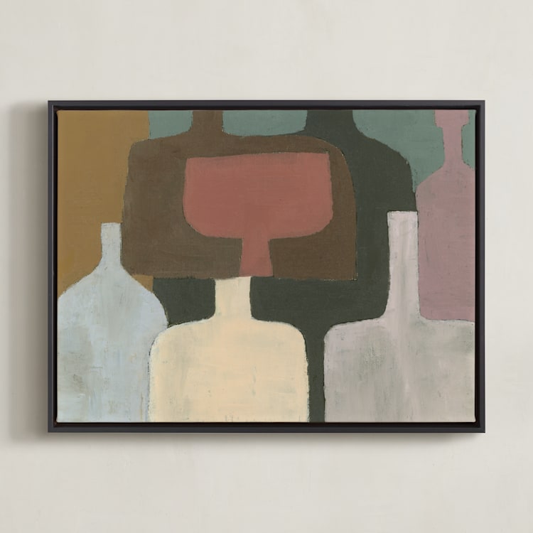 "Vessels on Display 1" - Art Print in Cream Vessel by Bethania Lima - Framed Canvas